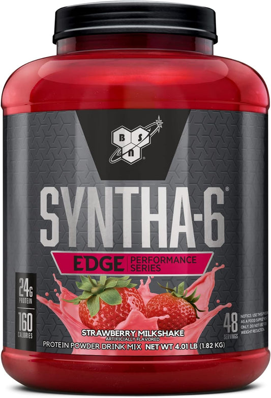 SYNTHA-6 EDGE Protein Powder, Strawberry Flavored Powder with Hydrolyzed Whey, Micellar Casein, for Muscle Gain, Low Sugar, 24G Protein, Strawberry Milkshake, 48 Servings, 4.01 Pound (Pack of 1)